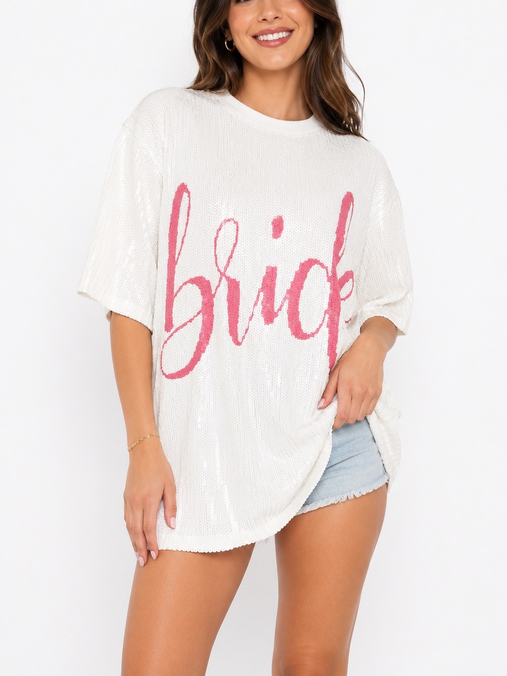 Forever 21 White Sequin Bride Tunic Dress size S/M NWT
